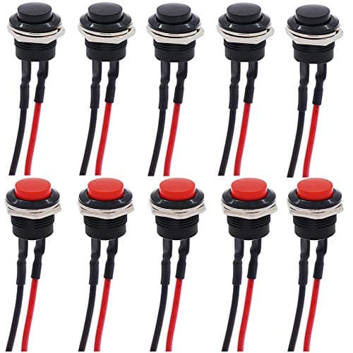 Image of RUNCCI-YUN 16mm Push Button Switch ON/OFF Momentary Button Power Switch,round push button switch,push button switch 12v (10Pcs)， with pre-Wired