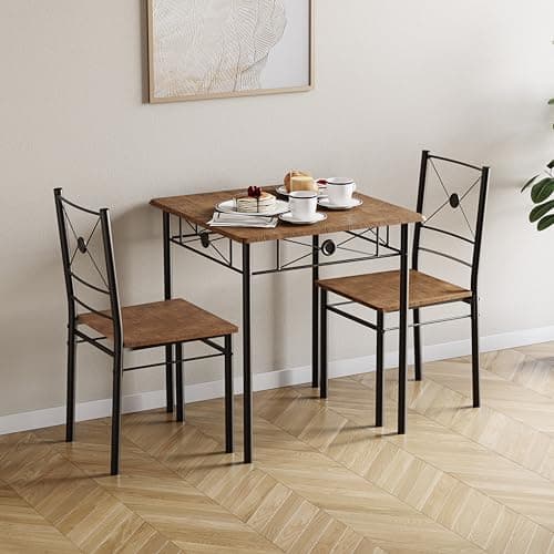 Image of Vida Designs Roslyn Dining Table and Chair Set, Kitchen Breakfast Modern Contemporary Furniture Set (Dark Wood, 2 Seater)
