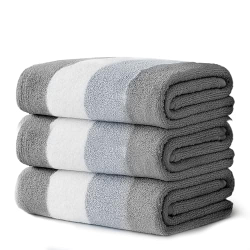Image of Velosso 3 Pack 100% Cotton Striped Multi Supreme Cotton Towels Hand Bath Towel, Quick-Dry, Soft Absorbent, Striped Design Hotel Spa, Fade Resistant (Grey, Hand Towels)