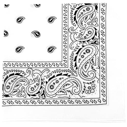 Image of MDSTYLE Extra Large Bandana 68.5cm x 68.5cm 100% Cotton for Men & Women Paisley Handkerchief Headband Scarf Jumbo Bandanas (White)