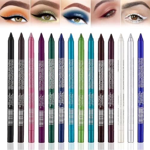 Image of 14-Pack Eyeliner Pencil Waterproof Colored Gel Liners, 14 pack metallic gel eyeliners, with Metallic & Shimmer Finishes Smudge-Proof (1 Set)
