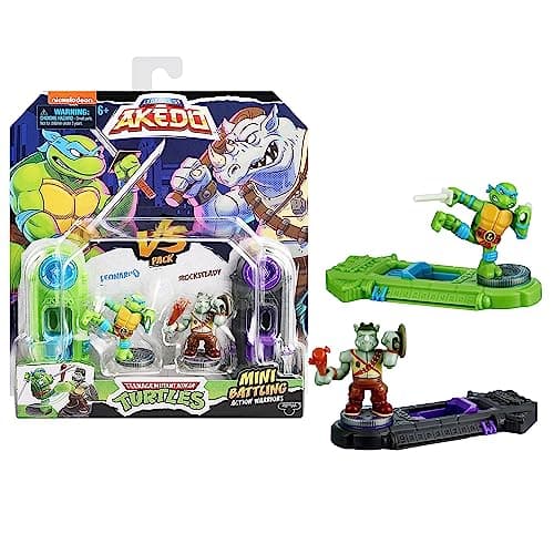 Image of Legends Of Akedo Teenage Mutant Ninja Turtles, Mini Battling Warriors Versus Pack Leonardo Vs Rocksteady