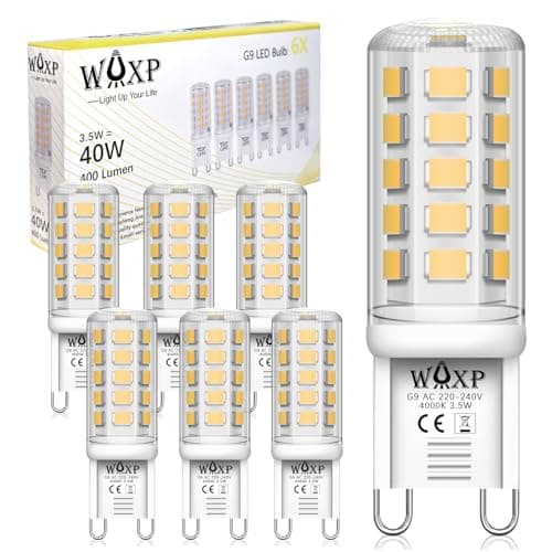 Image of WAXP G9 LED Bulbs 3.5W, Natural White 4000K, 400LM, Non-Flickering, Equivalent G9 Halogen Light Bulbs 40W, Non-Dimmable, Pack of 6