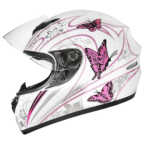 Image of Zorax Pink Butterfly XS (53-54cm) Full Face Motorcycle Motorbike Helmet ECE 2206 Approved