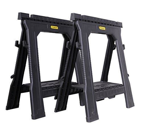 Image of STANLEY Folding Workbench Sawhorse, Twin Pack, Ultra Cvompact, Folds Flat, Up to 450kg Max Load Capacity, STST1-70713