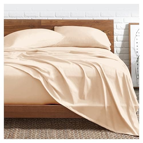 Image of Funky Gadgets Single Bed Flat Sheets Beige 100% Egyptian Cotton Bed Sheet 300 Thread Count Egyptian Cotton Bedding Luxury Hotel Quality Plain Dyed Breathable Flat Sheets Only. (180 X 255cm)