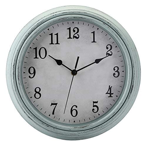 Image of Jucoan 12 Inch/30 cm Vintage Retro Wall Clock, Teal Green Silent Non-Ticking Round Wall Clock, Battery Operated Farmhouse Rustic Style for Living Room Kitchen Home Office School
