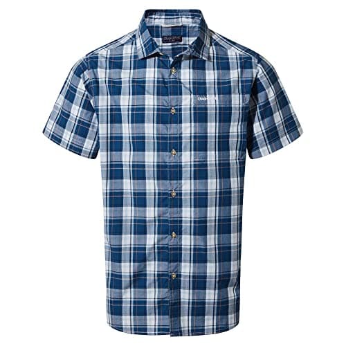 Image of Craghoppers Men's Vernon Short-Sleeved Shirt Men's Shirt, Mens, Shirt, SCMS065, Poseidon Blue Check, M