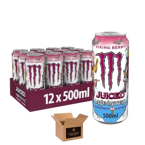 Image of Monster Energy Drink Flavours | Juiced, Zero Sugar, Ultra, Monarch, Fiesta Mango, Strawberry Dreams, VR46, Punch | High Caffeine Sports Energy Drink (Viking Berry - 500ml x 12Pack)