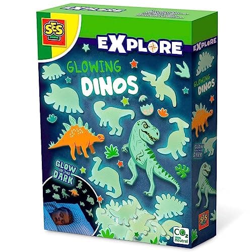 Image of SES Creative 25127 Glowing Dinos - Glow in The Dark, Cool Dino Themed Bedroom Decoration, Age 5+