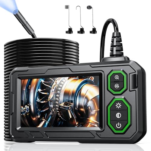 Image of Endoscope Inspection Camera, Hopefox 4.3'' IPS Screen 1080P HD Borescope Camera with 8 LED Lights, IP67 Waterproof Endoscope, Drain camera with 33ft Semi-Rigid Cable, Gadgets for Men