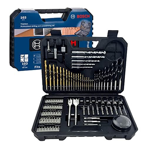 Image of Bosch 103 pcs Mixed Screwdriver and Drill Bit Titanium Accessory Set (for Wood, Stone, Metal, for Screwdrivers and Drills)