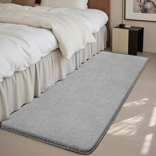 Image of Sour Lemon Rugs Living Room 60x120cm, Grey Shaggy Fluffy Bedside Rug, Short Pile Soft Runner Rugs, Anti-Slip Washable Area Rug, Modern Floor Carpets for Kids Room Bedroom Hallway Entryway