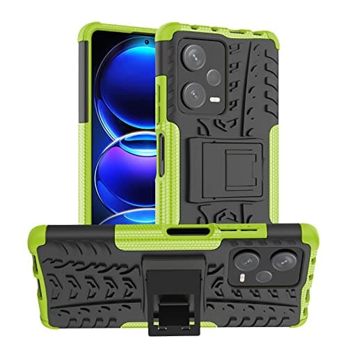 Image of iCatchy for Xiaomi Redmi Note 12 Pro Plus 5G Case Heavy Duty Hard Tough Dual Layer Hybrid Kickstand Shockproof Armour Rugged Protective Phone Cover (Lime)