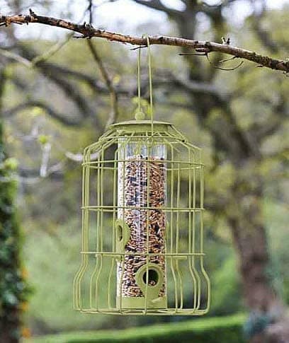 Image of Garden Mile Green Caged Bird Feeder Hanging Garden Bird Feeding Station Cage Ideal for Bird Seeds, Nuts or Fat Balls Outdoor Garden Bird Guard Feeder Hanging Wildlife Seed Feeder Lawn Patio Wildlife