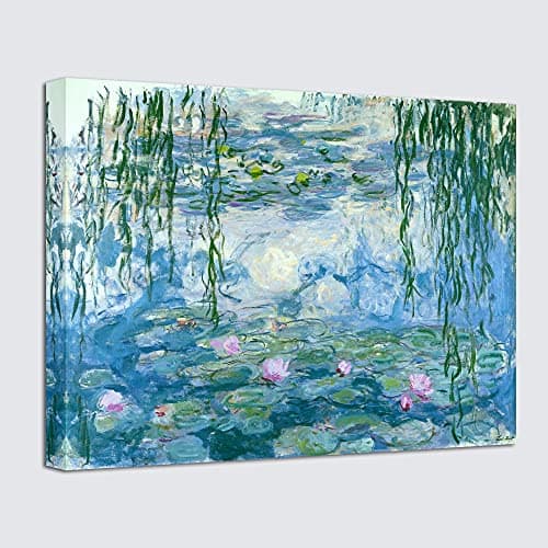 Image of Wieco Art - Water Lilies by Claude Monet Oil Paintings Flowers Reproduction Modern Giclee Canvas Prints Artwork Landscape Pictures Printed on Canvas Wall Art for Home Kitchen Décor
