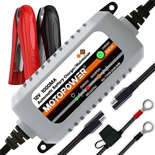 Image of MOTOPOWER MP00205B 12V 1000mA Fully Automatic Battery Charger/Maintainer - UK Plug
