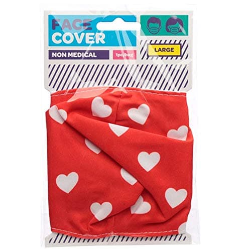 Image of Puckator Reusable Face Cover - Non-Medical Oversized (Red with White Hearts)