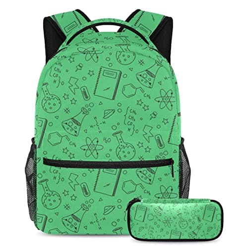 Image of Allenada Leisure Campus Travel Backpacks with Pen Case Back School Green Bags with Bottle Holder for Girls Boys