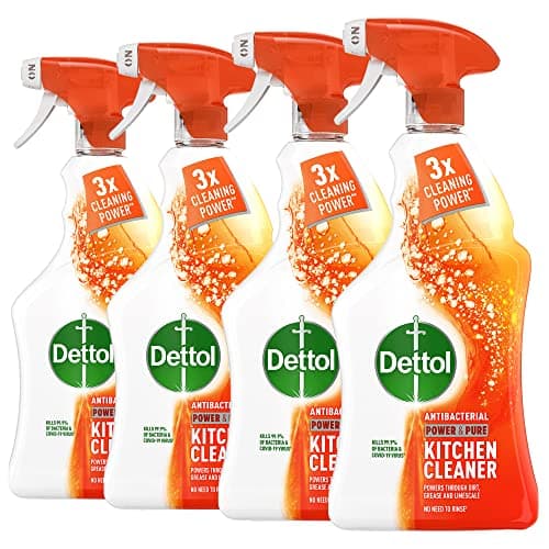 Image of Dettol Power and Pure Kitchen Cleaner Spray 1 Litre, Pack of 4