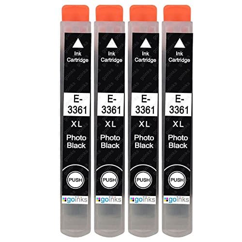 Image of Go Inks 4 Photo Black Ink Cartridges to replace Epson T3361 (33XL Series) Compatible/non-OEM for Epson Expression Premium Printers, High Capacity (XL)