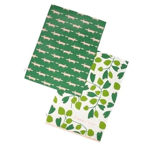 Image of Scion by Dexam Mr Fox Set of 2 Tea Towels - Mint Leaf