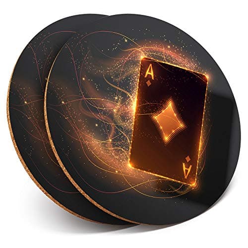 Image of 2 x Round Coasters - Ace Playing Card Casino Gambling - Cork Backed Home Kitchen Accessory Tea Coffee Mug Mat #21102
