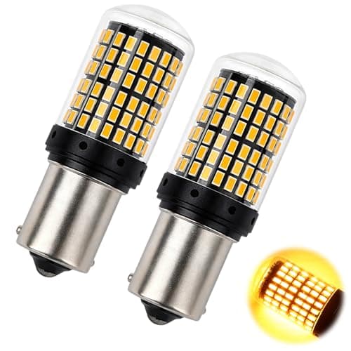 Image of LED Indicator Bulbs, 2Pcs PY21W 1156 BAU15S Amber Yellow Turn Signal Lights, Canbus Error Free 2800LM Super Bright 12V 24V 21W 144SMD Front Rear Indicator General Car Bulbs for Most Vehicles