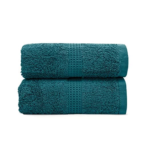Image of Velosso Premium 2 Pack Hand Towels 100% Egyptian Cotton Super Soft Ultra Absorbent Thick Towels Extra Large Hand Towels Hotel Spa Quality 50 x 80cms (Indigo)