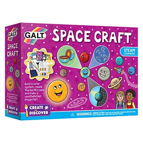 Image of Galt Space Craft - Arts and Crafts Kit for Kids with 7 Fun Space Activities & Guide - Science & Crafting Activity Set for Children - Boys & Girls Gifts - Learn About Planets - for Age 5 Years Plus