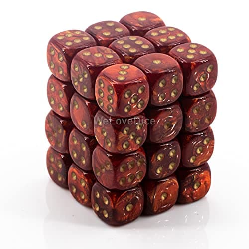 Image of Chessex Dice d6 Sets: Scarab Scarlet with Gold - 12mm Six Sided Die (36) Block of Dice
