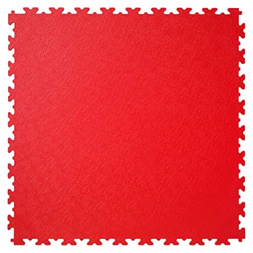 Image of Heavy Duty Garage Flooring - 4 Tiles of PVC Interlocking Floor Tile, Gym Matting (497 x 497 x 7mm) (Red)