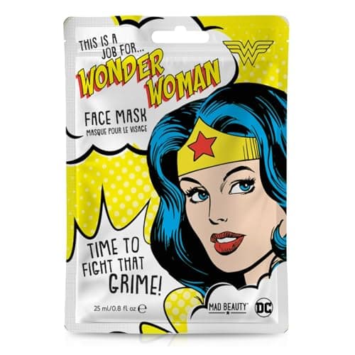 Image of Wonder Woman Cosmetic Face Sheet Masks | Mad Beauty | DC Comics, Watermelon Infused, Aloe Vera, Hydrating, Soothing, Nourishing - Fun Skincare Gift