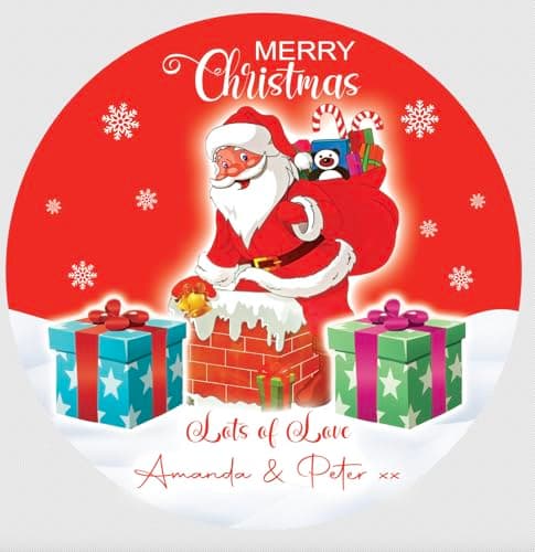 Image of Christmas Personalised Chocolate Sticker for Tubs/Tins of Roses, Heroes & Celebrations Chocolates V13