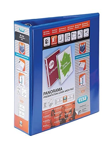 Image of Emgee Presentation Lever Arch File Clear Cover Pockets 2-Ring 70mm Spine A4 Blue Ref 560352 [Pack of 5]