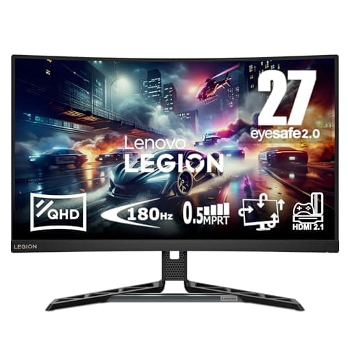 Image of Lenovo Legion R27qc-30 | 27" QHD Curved Gaming Monitor | 180Hz, 0.5ms MPRT, Speakers, EyeSafe, VESA