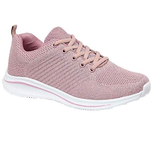 Image of Cipriata Leona Ladies Sparkle Lace Up Trainers Rose Pink UK 6