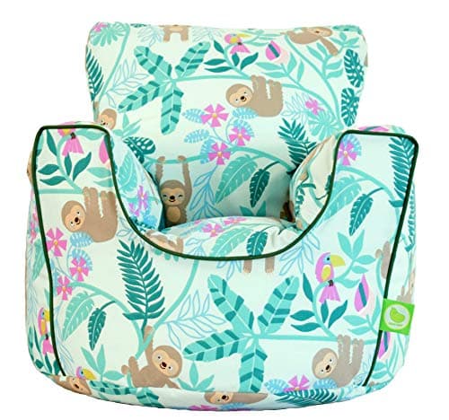 Image of BeanLazy ® 100% Cotton Small Green Sloth Bean Bag Chair with Filling