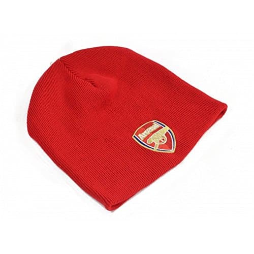 Image of Arsenal FC Official Football Knitted Beanie Hat (One Size) (Red)