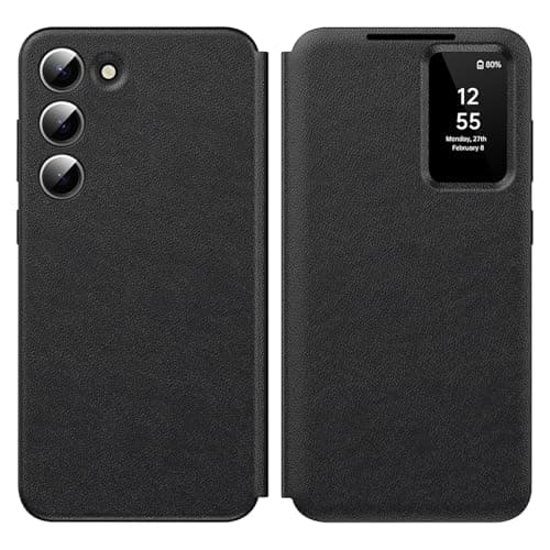 Image of for Samsung Galaxy S23 Smart View Case, Wallet Case with Clear S View, Flip Folio Leather Protective Cover for Samsung S23 Case, Premium View Cover with Clear Time Window Case S23 5G