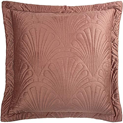 Image of Paoletti Palmeria Cushion Cover, Velvet, Blush, 60 x 60cm