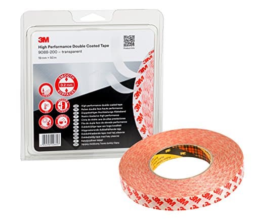 Image of 3M High Performance Double Sided Adhesive Tape 9088-200 - Ideal for applications requiring high adhesion and high transparency - 19mm x 50m, Clear (1 Roll)