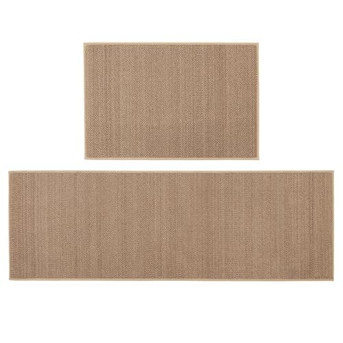 Image of JVL Antarra Machine Washable Entrance Doormat and Runner Set - Beige