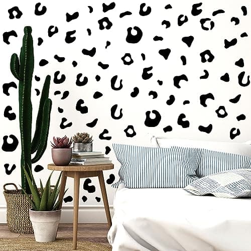 Image of Black Irregular Wall Stickers 10 Sheets Aesthetic Decor Leopard Print Wallpaper for Adults for Decoration DIY Living Room,Kitchen,Bathroom,Bedroom,Glass Doors Windows,Art Design Wall Decals