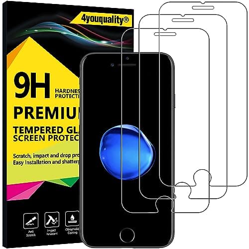 Image of 4youquality [3-Pack Screen Protector for iPhone 7 and iPhone 8, Premium Tempered Glass Film [Scratch-Resistant][Anti-Shatter]