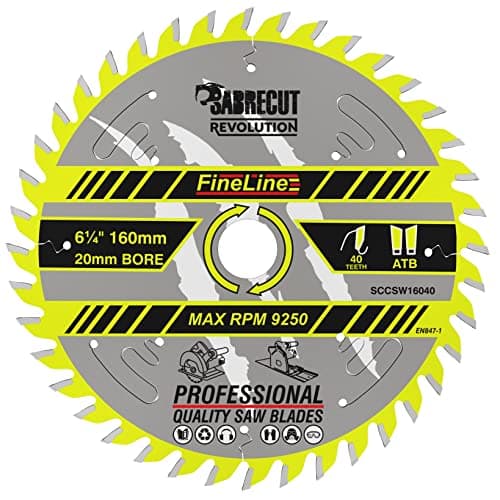 Image of 1 x SCCSW16040 SabreCut 160mm 40T x 20mm Bore FineLine Thin Kerf Wood Plywood MDF Chipboard Cross Cutting and Rip Cutting Circular Saw Blade