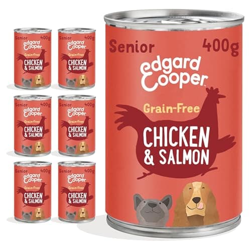 Image of Edgard Cooper Senior Grain-Free Wet Dog Food, ChickenSalmon 6 x 400g, Natural Dogs Food in Tins with Fresh Meat, High Protein, Hypoallergenic, No Added Sugar