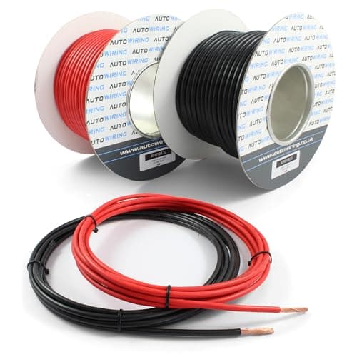 Image of 70 AMP Rated 10mm² 8 AWG Single Core Stranded Copper Cable RED BLACK 12v 24v Thin Wall Wire (5M 10M 20M 30M) (Black, 5M Coil)