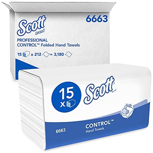 Image of Scott Control Folded Paper Towels, V-Fold 1-Ply Towels, Superior Absorbency, Airflex Technology, FSC Certified, European Ecolabel, 15 Packs x 212 Sheets (3,180 Sheets Total), model nr. 6663