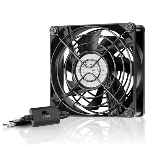 Image of ELUTENG 80mm USB Fan 5V with L/M/H 3 Adjustable Speed, USB PC Computer Fan 80mm Electronic Cooling Fan 2900RPM with Metal Grill for Laptop/TV Box/AV Cabinet/PS4/PS5/Router